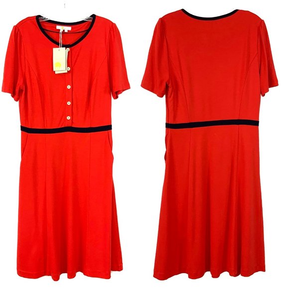 NWT Boden Maria Red Ponte  Knit Dress Career Size 10 - Picture 2 of 16